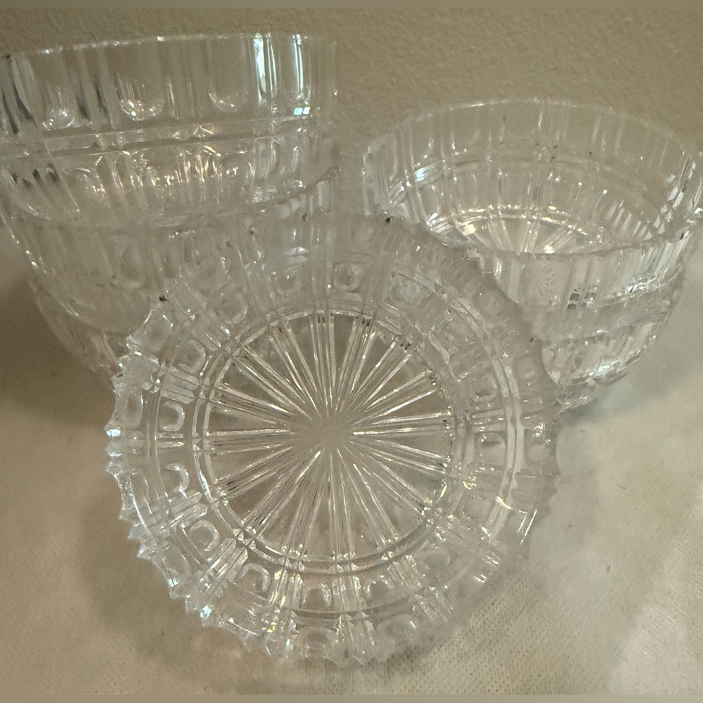 6 Vintage Crystal bowls. 4”x 2”.